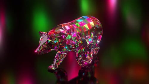 Abstract Crystal Bear Walking Animation
