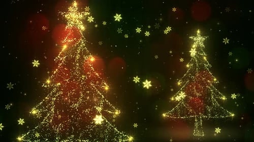 Sparkling Christmas Trees and Snowflakes Holiday Background Loop