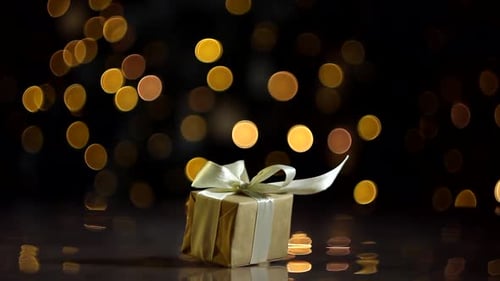 Gift with Bokeh Lights for Christmas Holiday