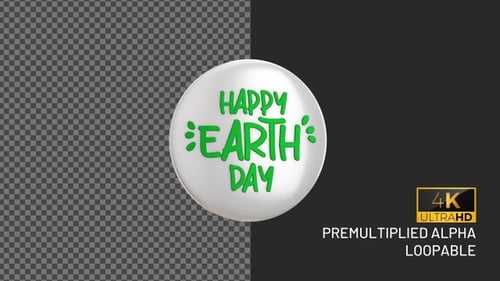 3D Animated Earth Day Pin with Globe Icon