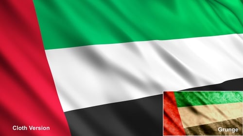 UAE Flag Waving Animation with Clean and Grunge Styles