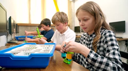 Pretty Girl Using Building Kit