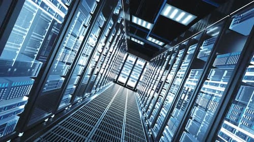 Futuristic Data Server Room Network Loop Background