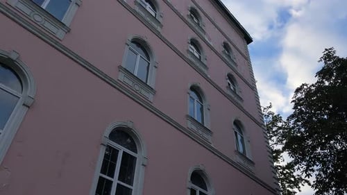 Facade of a multi-storey panel building.