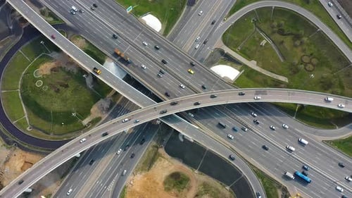 Freeway Intersection Traffic Trails in Moscow