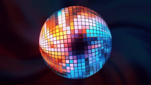 Colorful Geometric Disco Ball Rotation with Vibrant Light Reflections