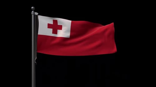 Tonga-Flagge auf Fahnenmast mit Alphakanal