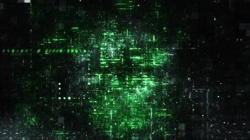 Abstract Green Digital Circuitry Data Flow Background Loop