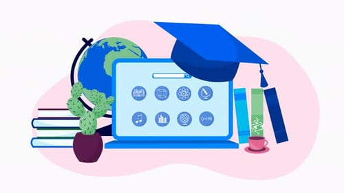 Online Education Search and Learning Concept Animation