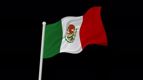 Seamless Waving Mexico Flag Animation on Black Background