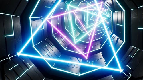 Glowing Triangle Tunnel 4K Loop