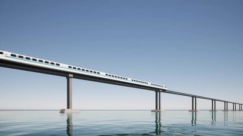 Hyperloop 3D Style Ocean Sea Future Transportation Estación de metro Green Energy Train Metro