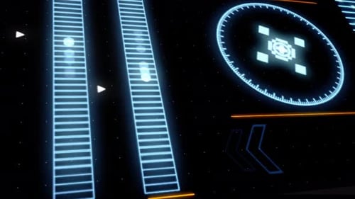 Target scanner with radar rotation, display computer data, high tech concept