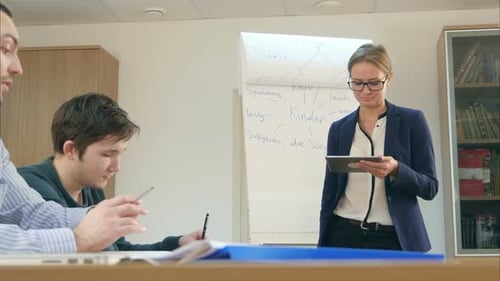 Group of Students Are Discussing About University Project