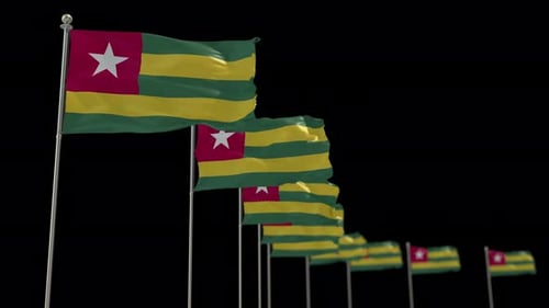 Waving Togo National Flags on Black Background Motion Graphics
