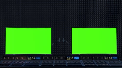 Aufnahmestudio-Mixer mit einem Greenscreen 01