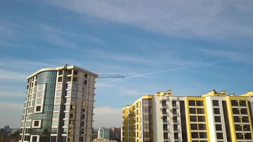 High residential apartment building under construction. Real estate development.