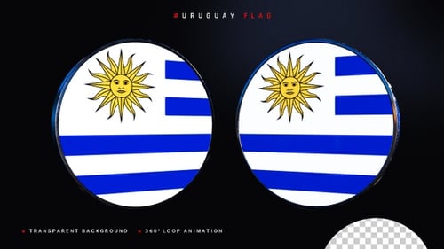 Animated 3D Circular Uruguay Flag Spinning
