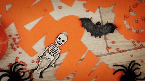 Overhead Shot of Halloween Decorations and Props