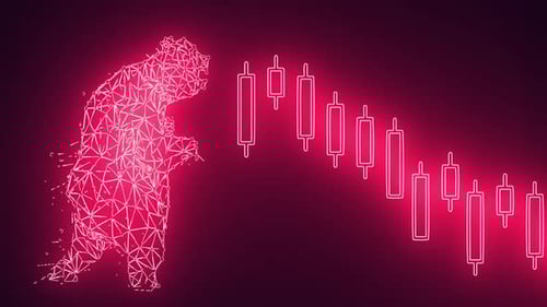Glowing Polygonal Bear Market Candlestick Chart Animation
