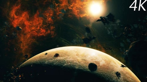 Dynamic Cosmic Space Journey with Planet and Nebula