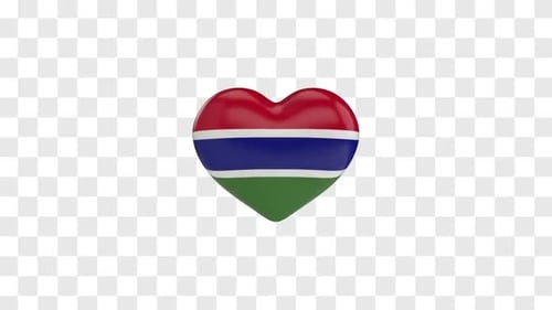 Pulsing Heart with The Gambia Flag 3D Animation