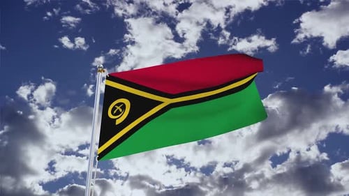 Flagge von Vanuatu mit Himmel