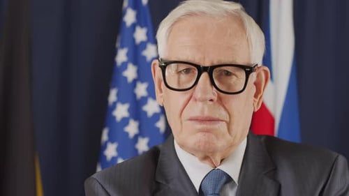 Close Up Portrait of Senior Caucasian Politician