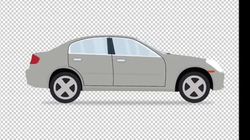 Animated Flat Design Car Driving Simple Loop