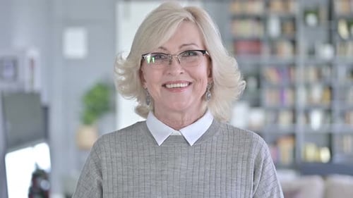 Smiling Senior Woman with Blonde Hair, Close-up