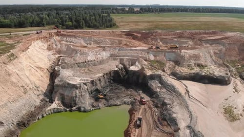 Aerial View of Large Open Pit Mine