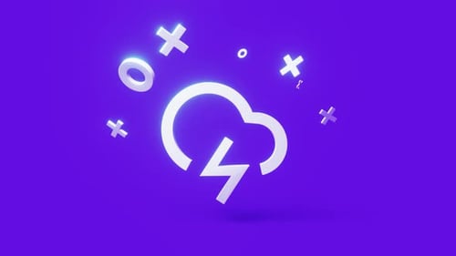 Lightning 3d Icon on a Simple Purple Background Seamless Animation Loop
