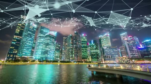 Cidade digital inteligente visual imaginativa com globalização Gráfico abstrato mostrando a rede de conexão