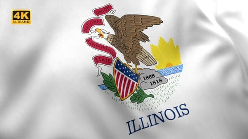 Realistic Illinois State Flag Waving Seamless Loop