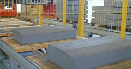 Production Line for the Production of Concrete Curbs Modern Equipment at the Factory