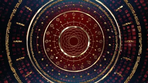 Opulent Golden Red Decorative Circular Motion Background