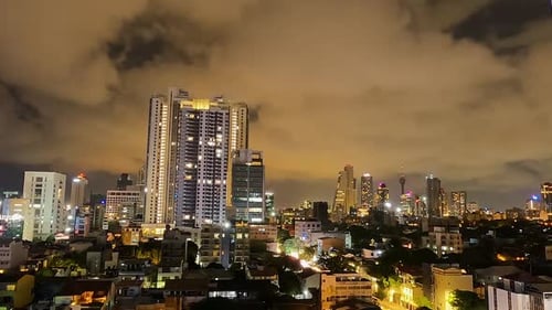 Illuminated Cityscape View at Night