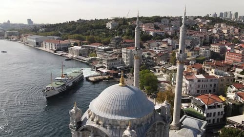 Aerial View of Ortakoy Mosque Istanbul