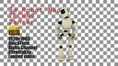 Animated 3D Robot Techno Dancer Loop on Alpha Channel