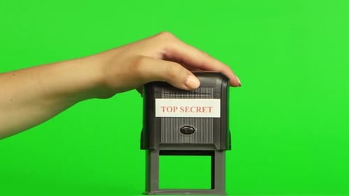 Stempel TOP SECRET Nahaufnahme. Greenscreen