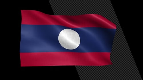 Realistic Laos National Flag Waving Animation