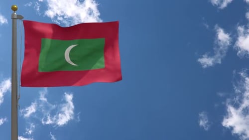 Realistic Maldives National Flag Waving Animation