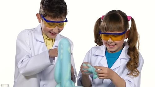 Kids Doing Science Experiment with Foam