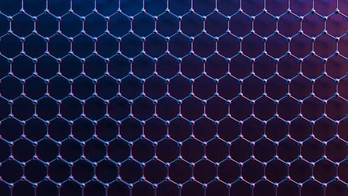 Structure en graphène bouclable. Des rangées d'atomes de carbone. Mouvement ondulatoire lent
.