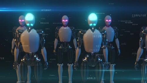 An Endless Corridor of Robots Facing Each Other