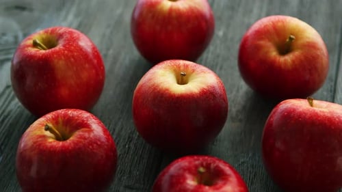 Ripe Apples on Wooden Table