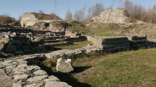 GAMZIGRAD, SERBIA - DECEMBER 25, 2017 Architecture of Felix Romuliana built by Roman Emperor Galer