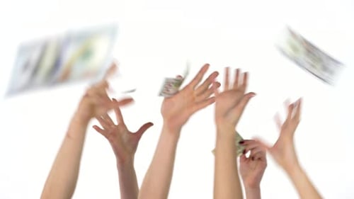 Disembodied Hands Throwing Money in the Air