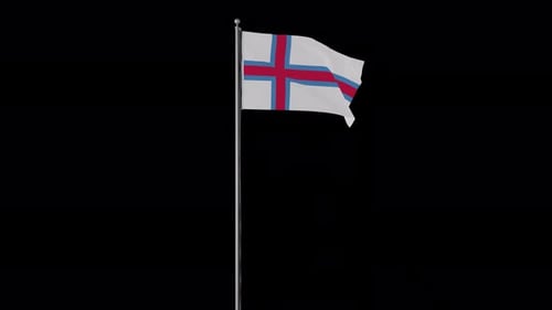 Faroe Islands National Flag Waving in Realistic Loop