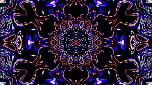 Abstract Fluid Kaleidoscope Neon Glowing Motion Background